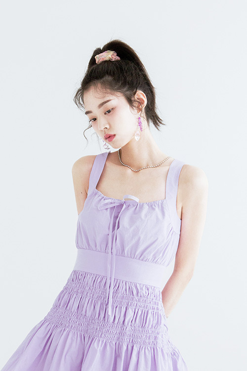 [clc 예은 착용]Shirring ribbon dress (Lavender)